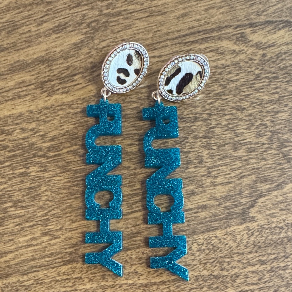 Teal Glitter 'PUNCHY' Earrings